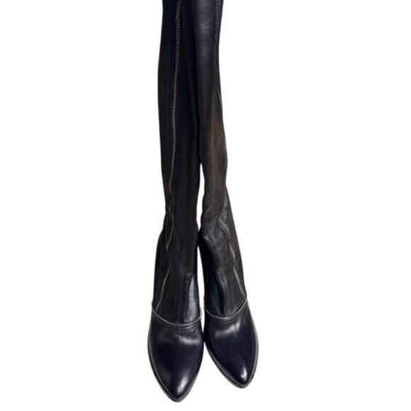 AlaĂŻa Alaia Paris Black Leather Knee-High Zipper Boots 40.5 Italy - Picture 5 of 12